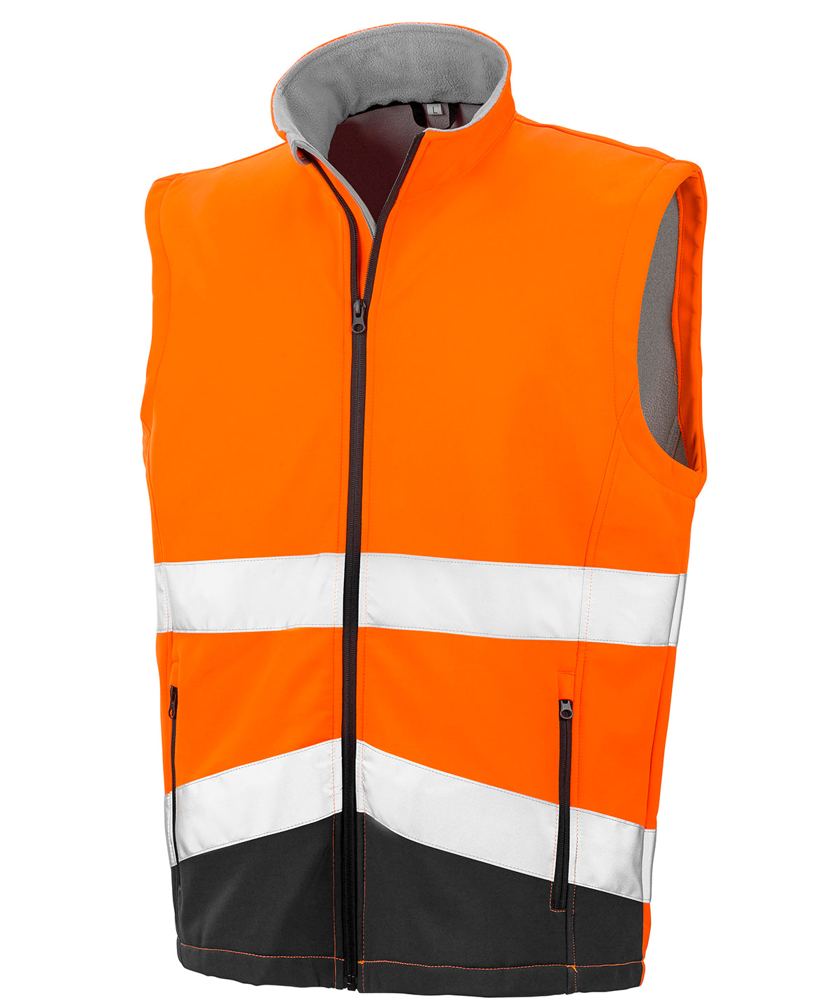 Tryck din logga på Termovästar från Result Safeguard - Anpassa (R451X) Utskriftsbar väst i softshell för säkerhet i färgen Neon orange för företag, föreningar och privatpersoner