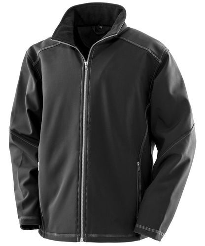 Tryck din logga på Softshelljackor från Result Workguard - Anpassa Softshell med tredubbla sömmar i färgen Svart för företag, föreningar och privatpersoner