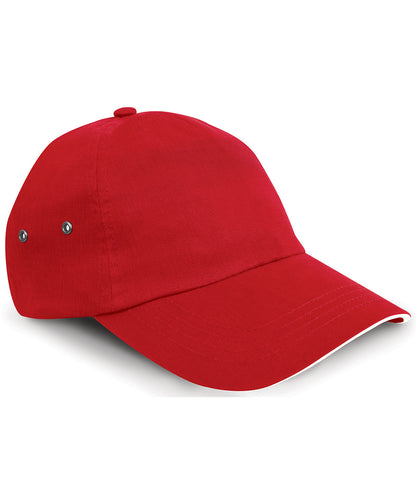 Tryck din logga på Kepsar från Result Headwear - Anpassa Printers 5-panel keps i plyschbomull i färgen Mellan röd One Size för företag, föreningar och privatpersoner