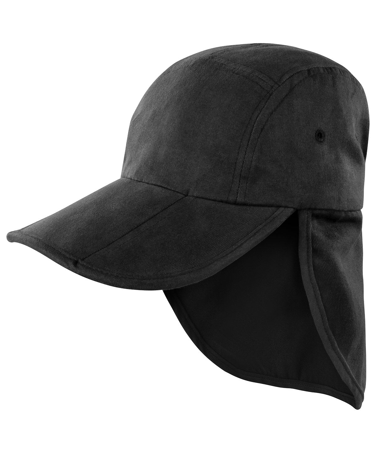 Tryck din logga på Kepsar från Result Headwear - Anpassa (RC76X) Uppfällbar legionärsmössa i färgen Svart One Size för företag, föreningar och privatpersoner