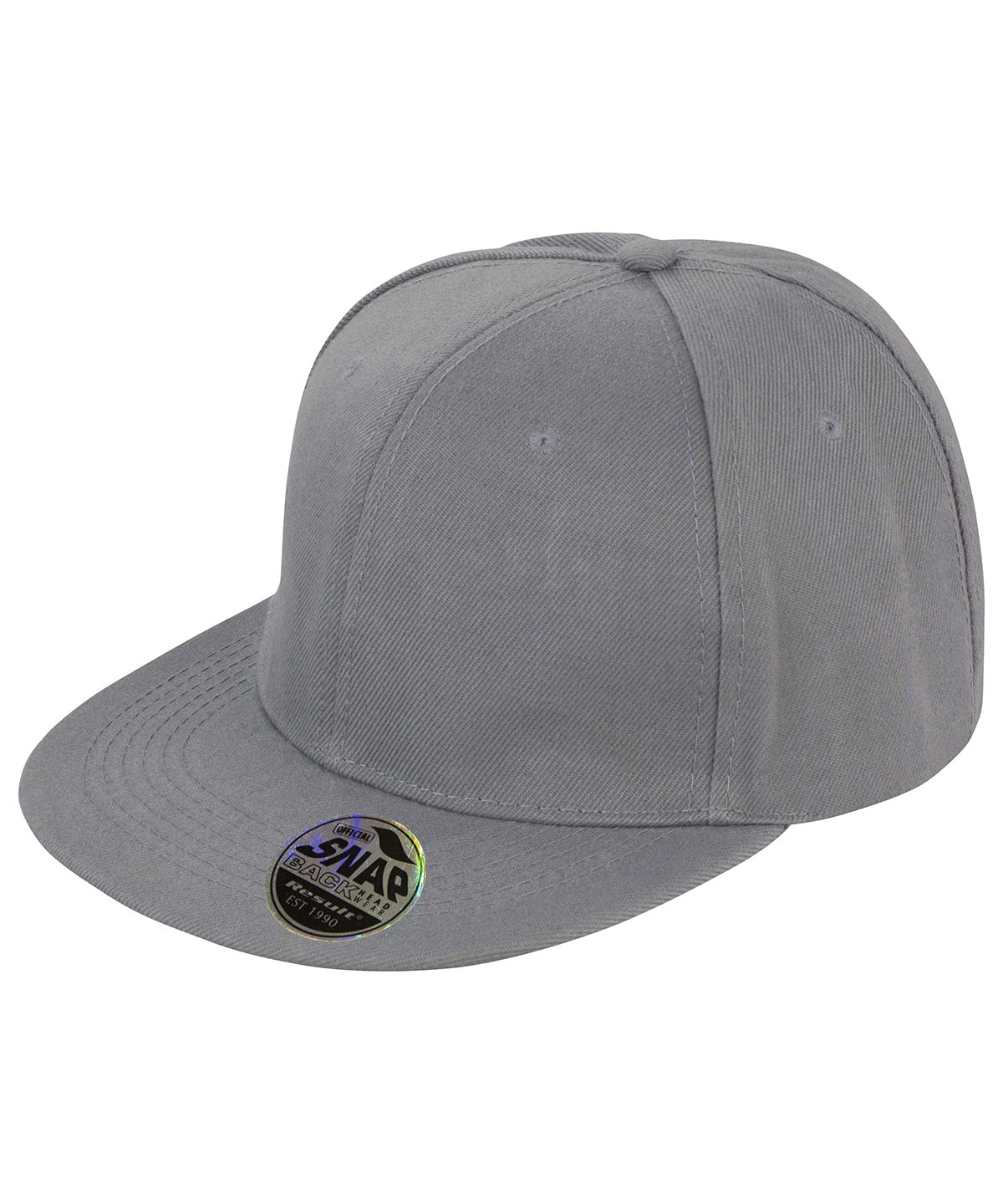 Tryck din logga på Kepsar från Result Headwear - Anpassa (RC83X) Bronx original snapback keps med platt skärm i färgen Ljunggrå One Size för företag, föreningar och privatpersoner