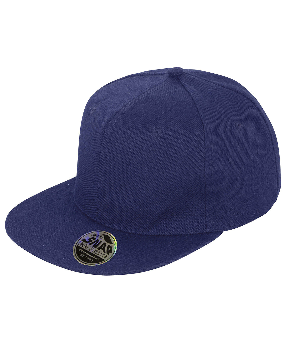 Tryck din logga på Kepsar från Result Headwear - Anpassa (RC83X) Bronx original snapback keps med platt skärm i färgen Marinblå One Size för företag, föreningar och privatpersoner