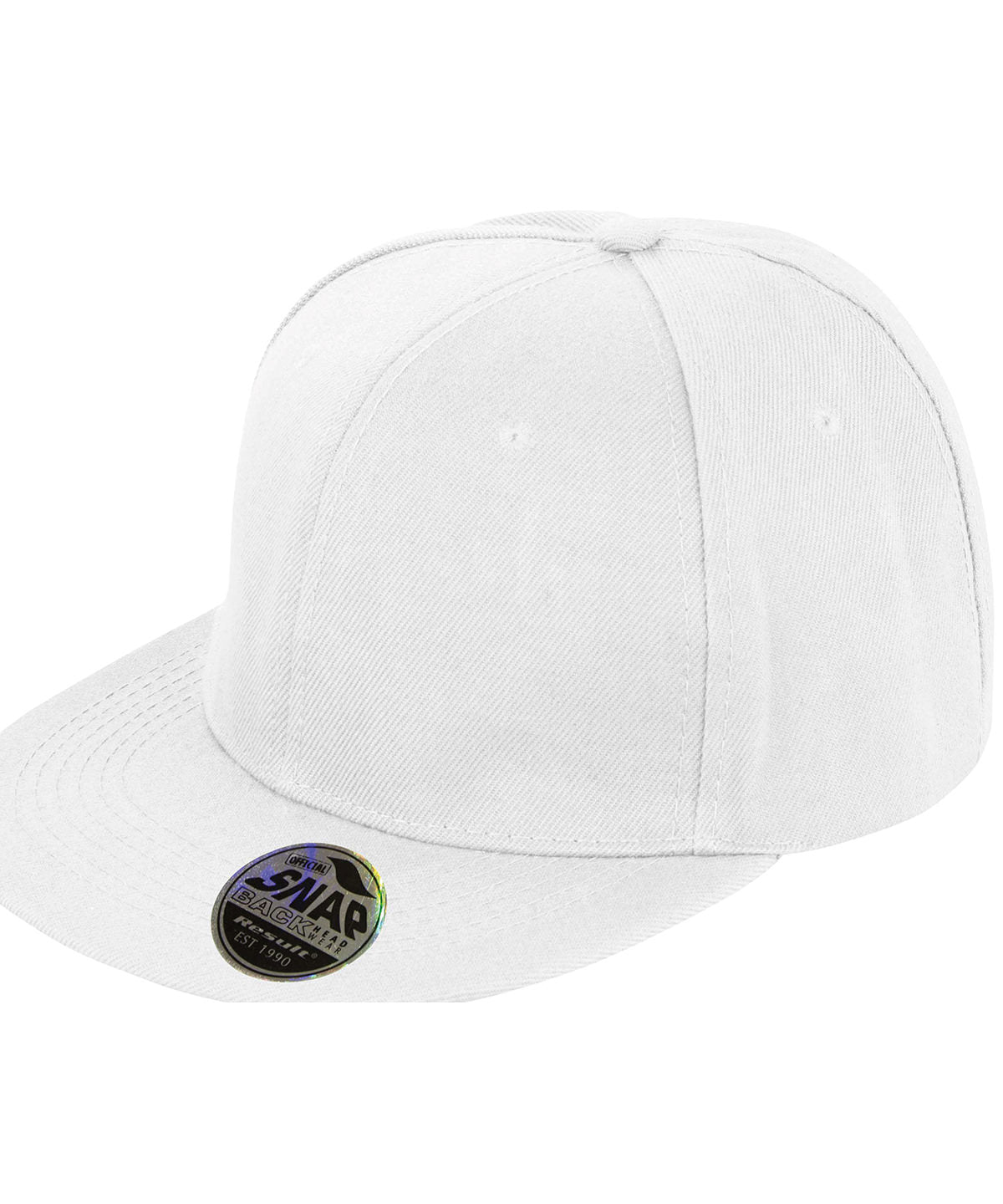 Tryck din logga på Kepsar från Result Headwear - Anpassa (RC83X) Bronx original snapback keps med platt skärm i färgen Vit One Size för företag, föreningar och privatpersoner