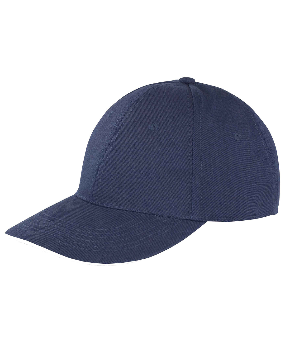 Tryck din logga på Kepsar från Result Headwear - Anpassa (RC91X) Kepsen Memphis i borstad bomull med låg profil och sandwichskärm i färgen Marinblå One Size för företag, föreningar och privatpersoner