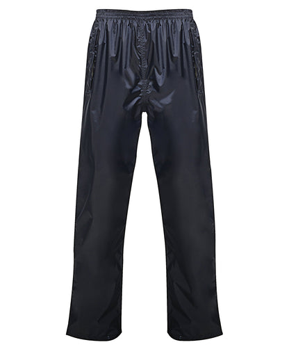 Tryck din logga på Byxor från Regatta Professional - Anpassa Pro packaway överdragsbyxor i färgen Marinblå för företag, föreningar och privatpersoner