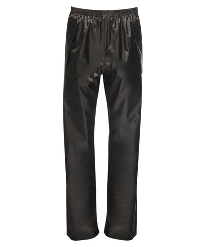 Tryck din logga på Byxor från Regatta Junior - Anpassa Barn pro stormbreak överdragsbyxor i färgen Svart för företag, föreningar och privatpersoner