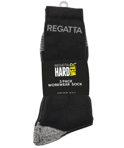Tryck din logga på Strumpor från Regatta Professional - Anpassa 3-pack arbetsstrumpor i färgen Svart Socks UK 6 11 för företag, föreningar och privatpersoner