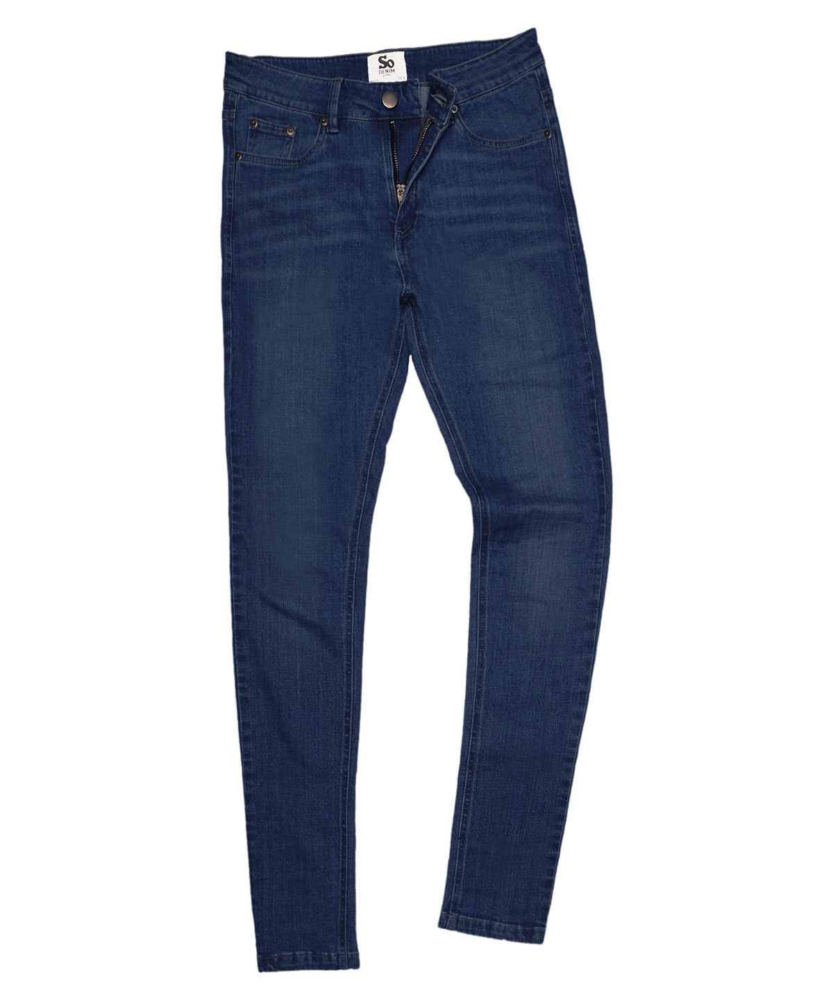 Tryck din logga på Jeans från AWDis So Denim - Anpassa (SD014) Lara skinny jeans för damer i färgen Marinblå för företag, föreningar och privatpersoner