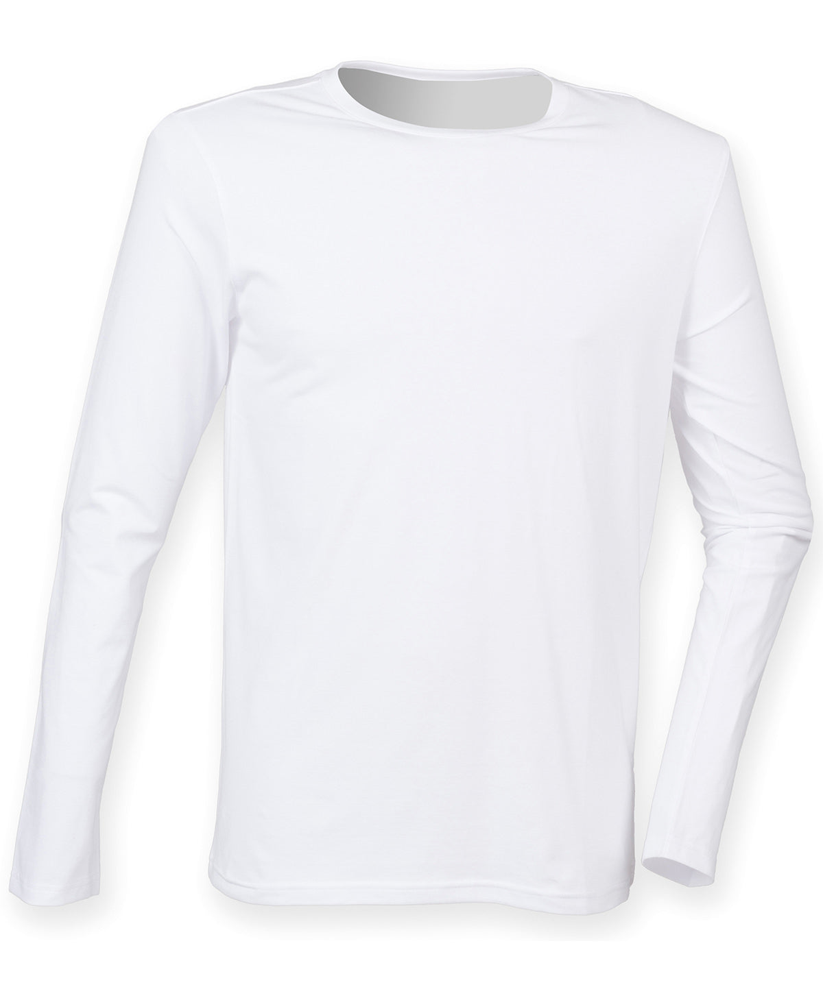 Tryck din logga på T-shirts från SF - Anpassa (SF124) Lång stretch t-shirt med lång ärm för Feel good i färgen Vit för företag, föreningar och privatpersoner