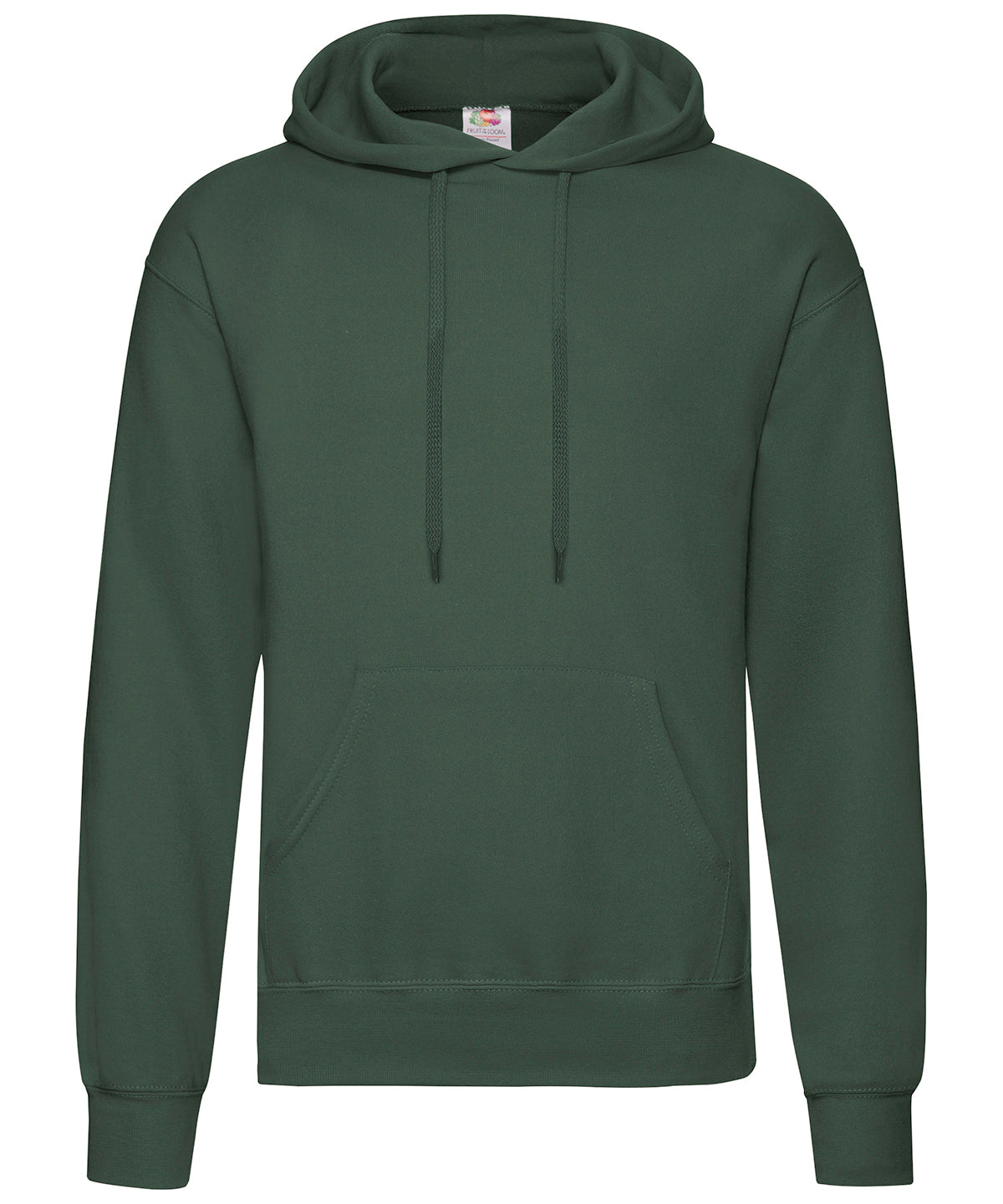 Tryck din logga på Hoodies från Fruit of the Loom - Anpassa (SS224) Klassisk 80/20 sweatshirt med huva i färgen Djup grön för företag, föreningar och privatpersoner