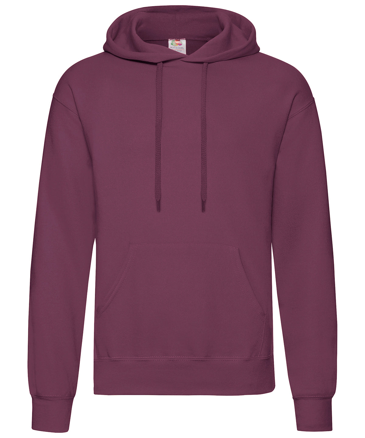 Tryck din logga på Hoodies från Fruit of the Loom - Anpassa (SS224) Klassisk 80/20 sweatshirt med huva i färgen Burgundy för företag, föreningar och privatpersoner