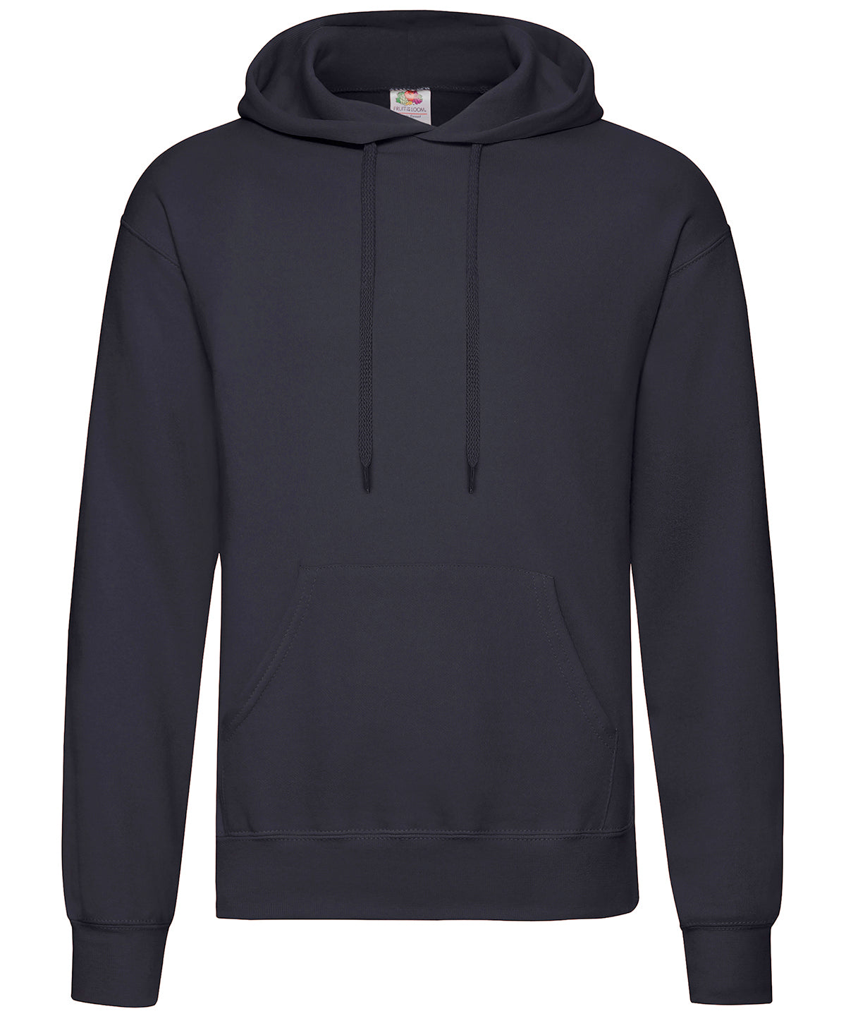 Tryck din logga på Hoodies från Fruit of the Loom - Anpassa (SS224) Klassisk 80/20 sweatshirt med huva i färgen Marinblå för företag, föreningar och privatpersoner