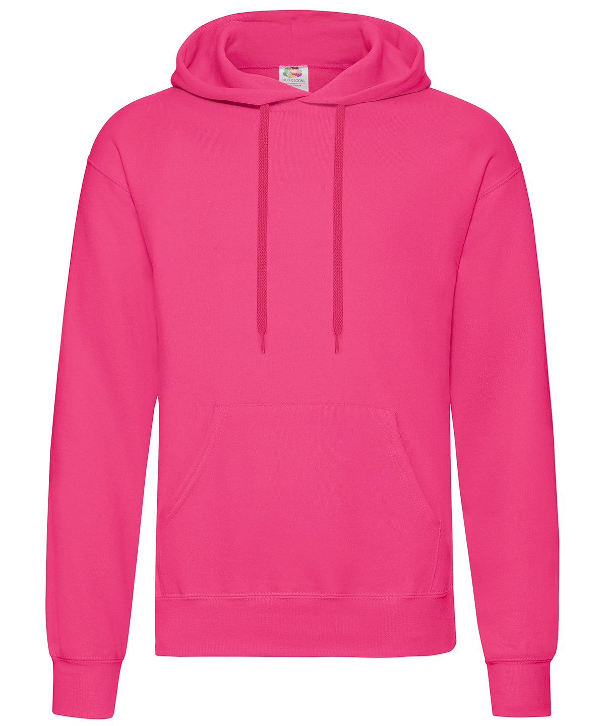 Tryck din logga på Hoodies från Fruit of the Loom - Anpassa (SS224) Klassisk 80/20 sweatshirt med huva i färgen Fuchsia för företag, föreningar och privatpersoner