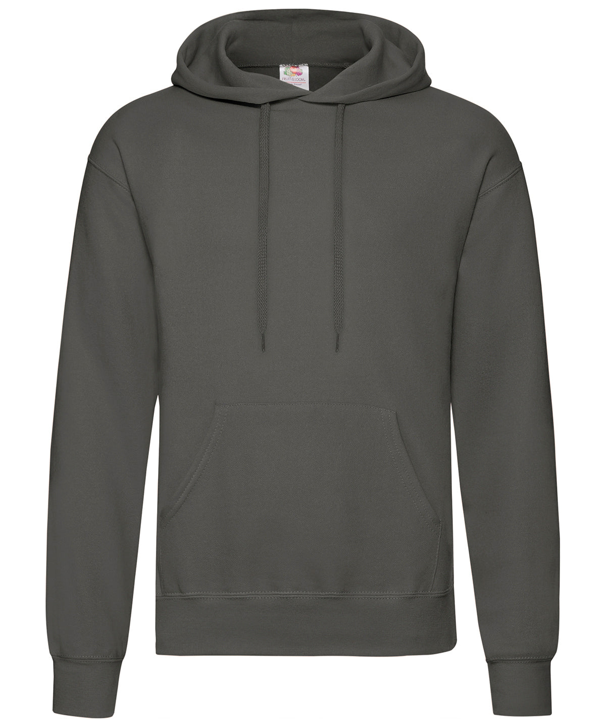 Tryck din logga på Hoodies från Fruit of the Loom - Anpassa (2SS224) Klassisk 80/20 sweatshirt med huva i färgen Mörkgrå för företag, föreningar och privatpersoner