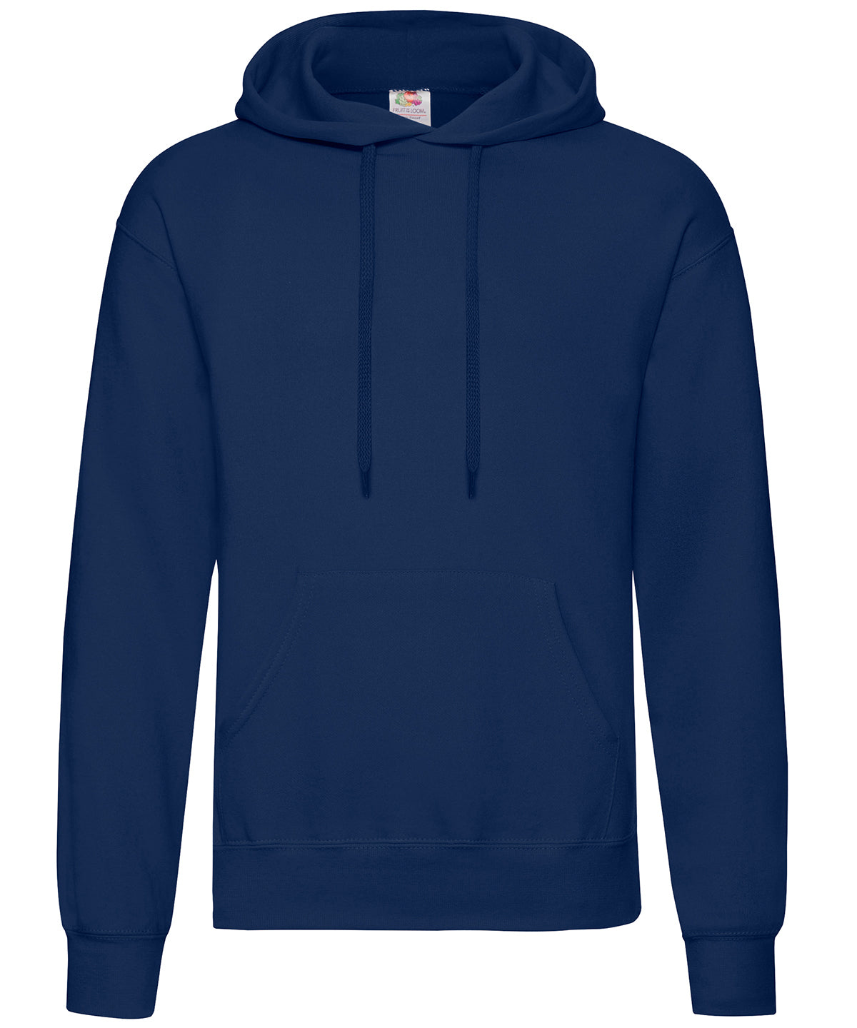 Tryck din logga på Hoodies från Fruit of the Loom - Anpassa (2SS224) Klassisk 80/20 sweatshirt med huva i färgen Marinblå för företag, föreningar och privatpersoner