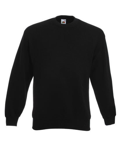 Tryck din logga på Sweatshirts från Fruit of the Loom - Anpassa Premium 70/30 set-in sweatshirt i färgen Svart för företag, föreningar och privatpersoner