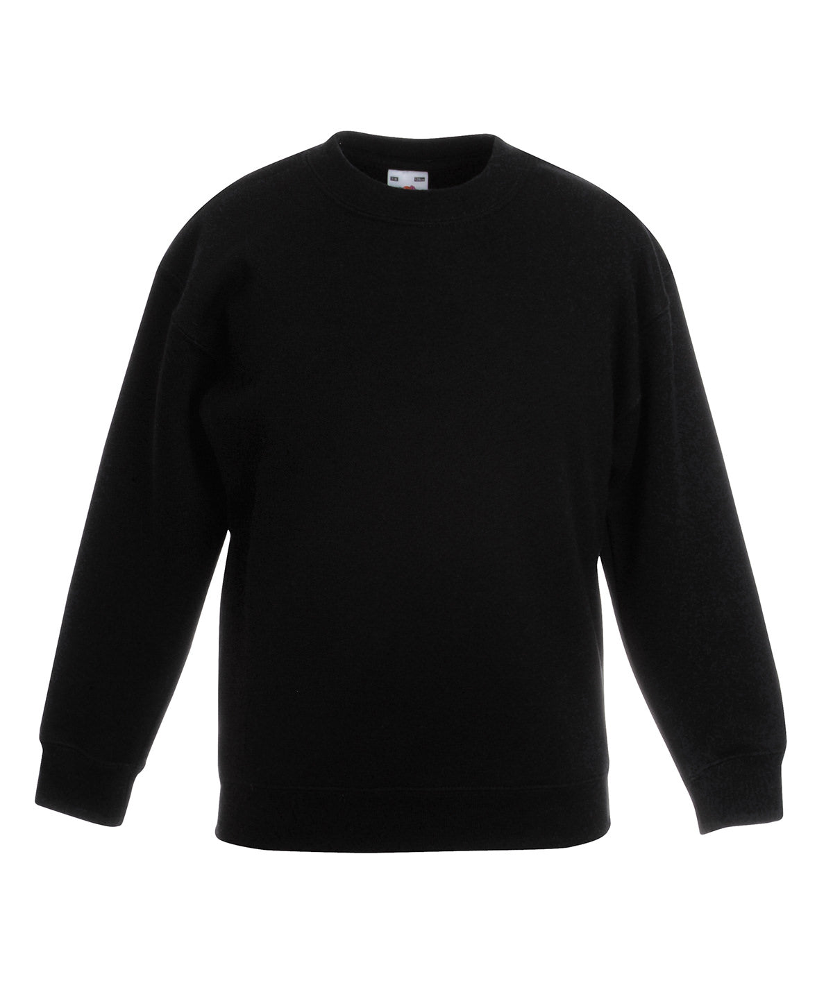 Tryck din logga på Sweatshirts från Fruit of the Loom - Anpassa (SS801) Premium-sweatshirt med set-in för barn i färgen Svart för företag, föreningar och privatpersoner