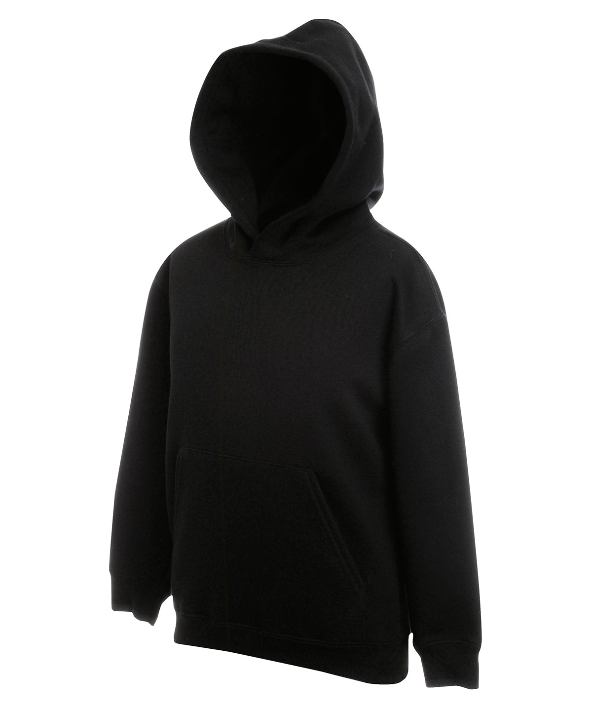 Tryck din logga på Hoodies från Fruit of the Loom - Anpassa (SS873) Premium sweatshirt med huva för barn i färgen Svart för företag, föreningar och privatpersoner