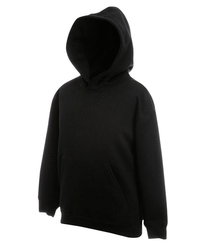 Tryck din logga på Hoodies från Fruit of the Loom - Anpassa Premium sweatshirt med huva för barn i färgen Svart för företag, föreningar och privatpersoner