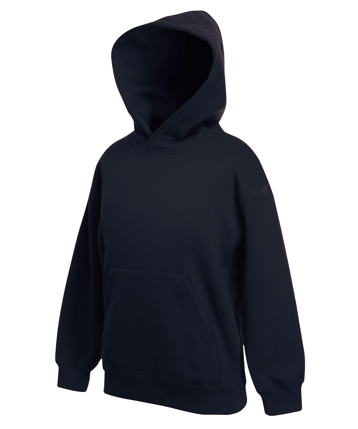 Tryck din logga på Hoodies från Fruit of the Loom - Anpassa Premium sweatshirt med huva för barn i färgen Marinblå för företag, föreningar och privatpersoner