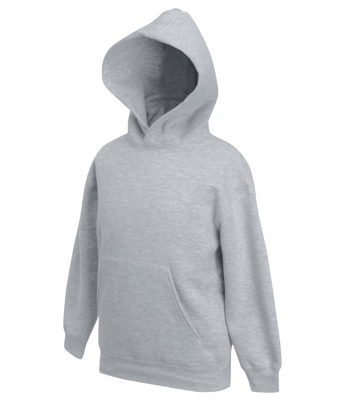 Tryck din logga på Hoodies från Fruit of the Loom - Anpassa Premium sweatshirt med huva för barn i färgen Ljunggrå för företag, föreningar och privatpersoner
