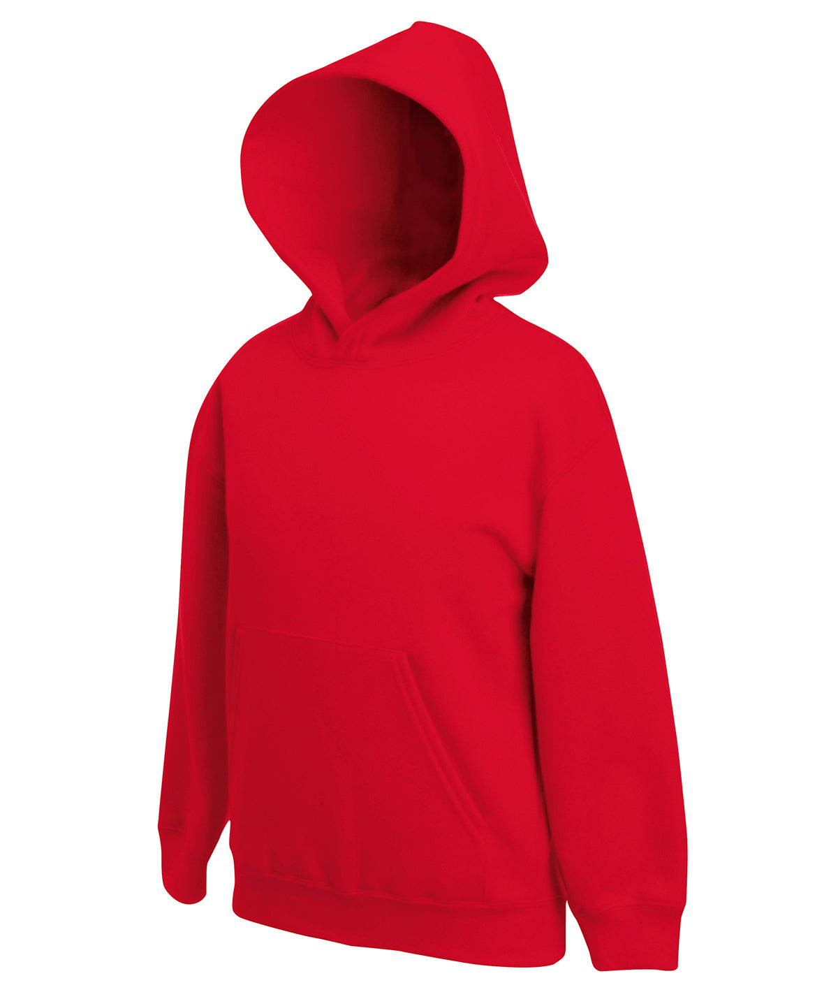 Tryck din logga på Hoodies från Fruit of the Loom - Anpassa Premium sweatshirt med huva för barn i färgen Mellan röd för företag, föreningar och privatpersoner