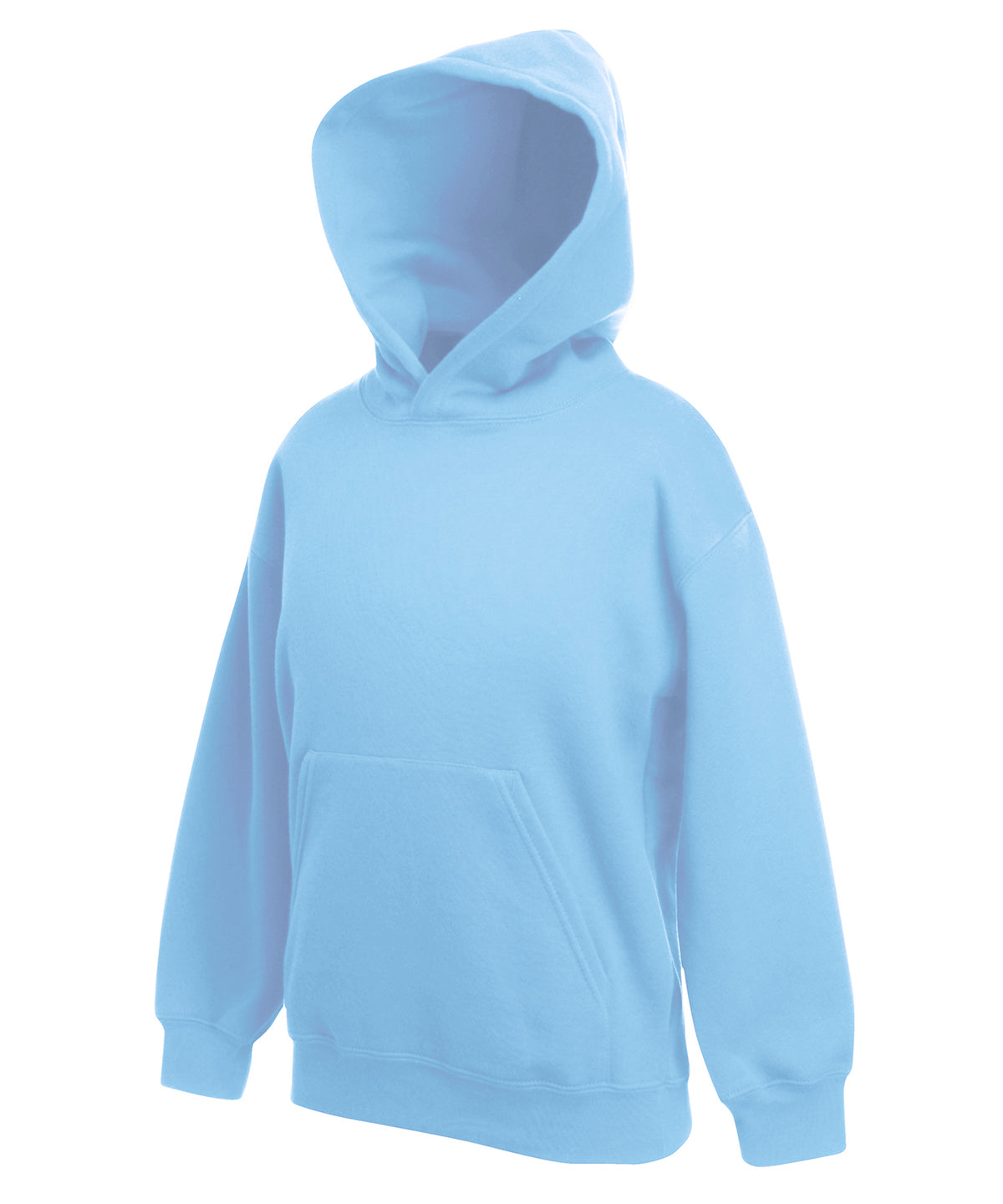 Tryck din logga på Hoodies från Fruit of the Loom - Anpassa Premium sweatshirt med huva för barn i färgen Himmelblå för företag, föreningar och privatpersoner