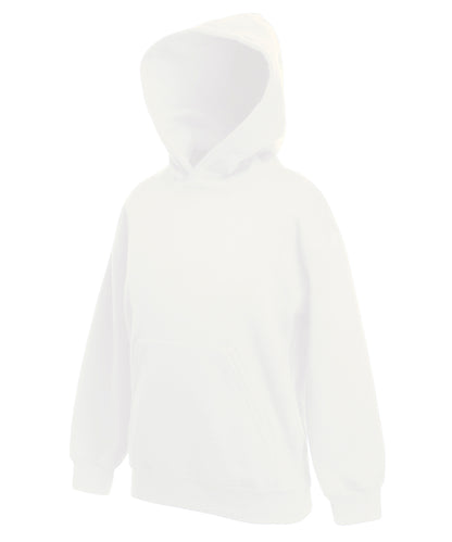 Tryck din logga på Hoodies från Fruit of the Loom - Anpassa Premium sweatshirt med huva för barn i färgen Vit för företag, föreningar och privatpersoner