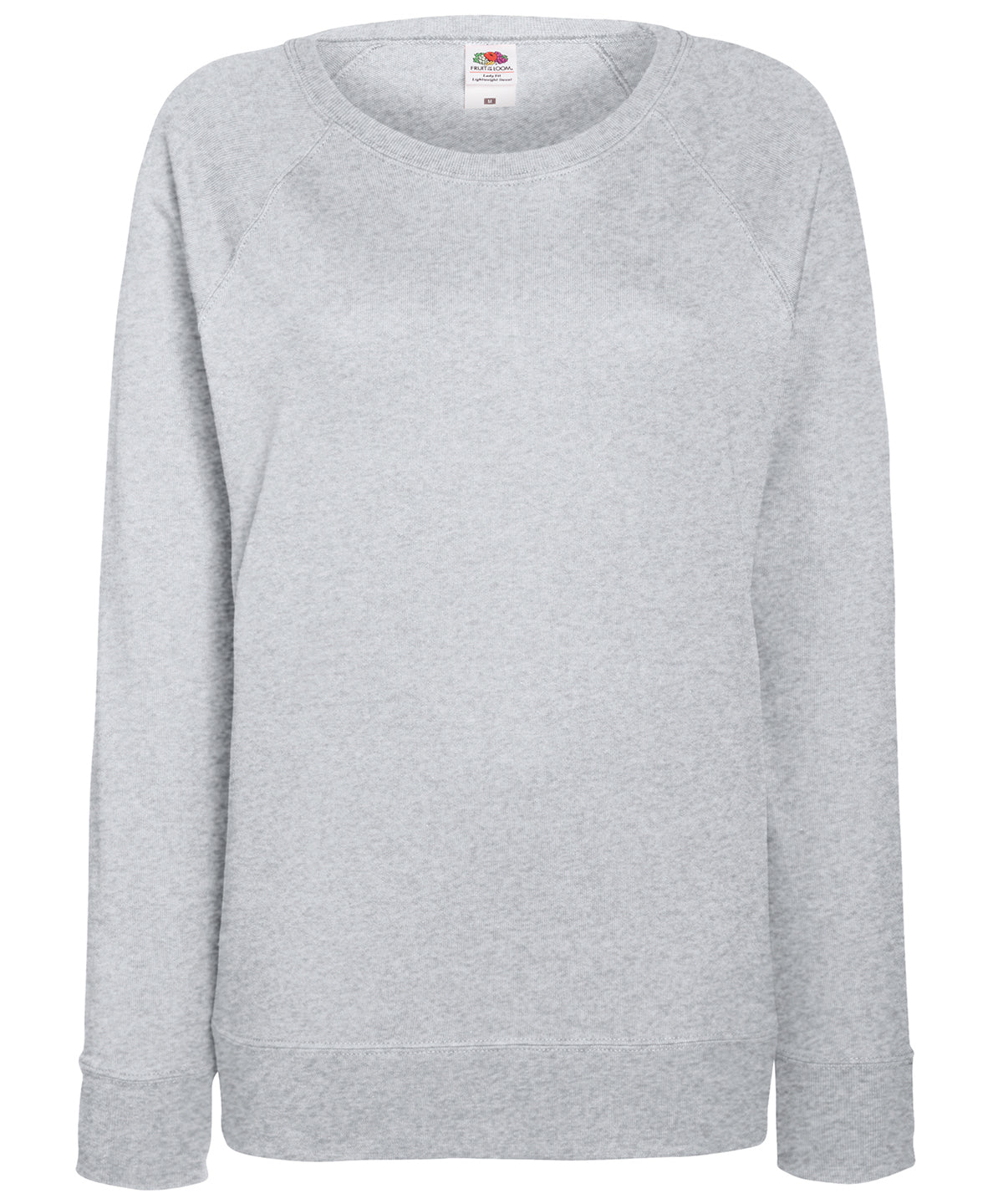 Tryck din logga på Sweatshirts från Fruit of the Loom - Anpassa (SS960) Lätt raglan sweatshirt för damer i färgen Ljunggrå för företag, föreningar och privatpersoner