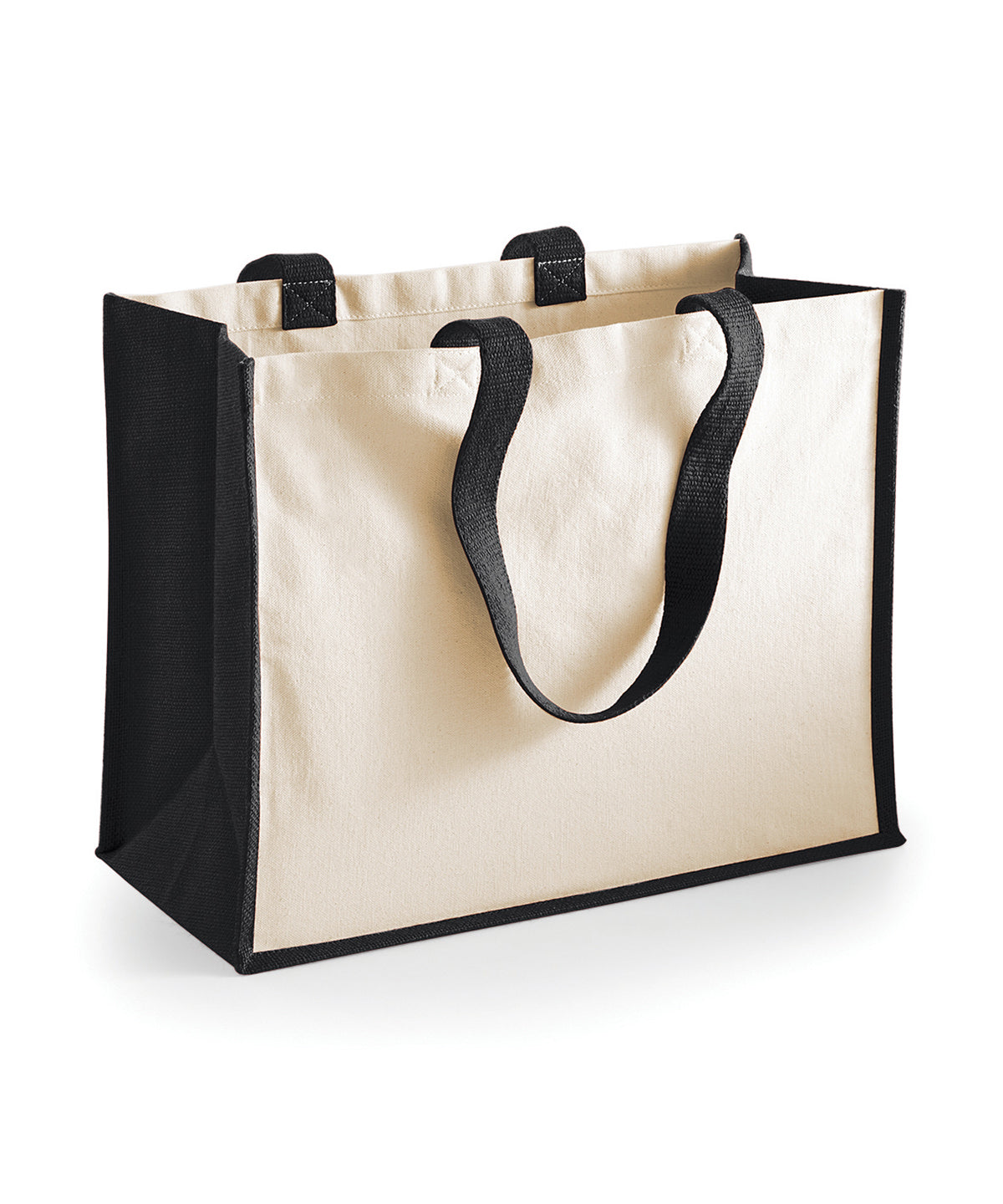 Tryck din logga på Väskor från Westford Mill - Anpassa (WM422) Klassisk shopper i jute för tryckerier i färgen Svart One Size för företag, föreningar och privatpersoner