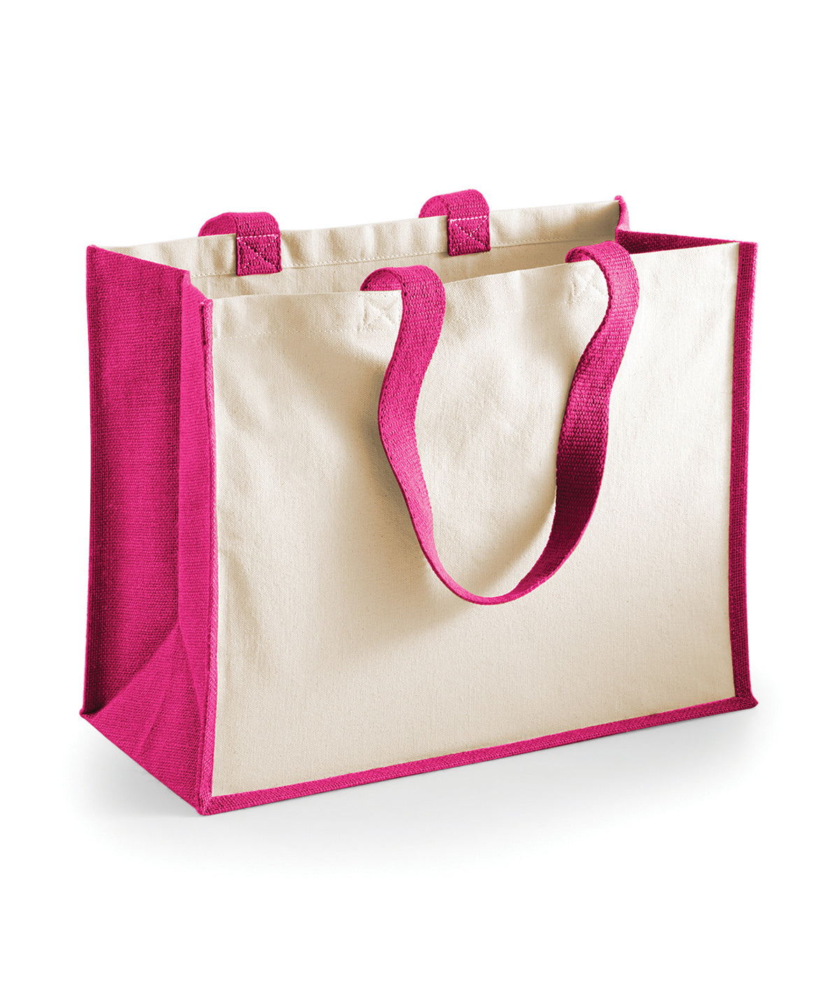 Tryck din logga på Väskor från Westford Mill - Anpassa (WM422) Klassisk shopper i jute för tryckerier i färgen Fuchsia One Size för företag, föreningar och privatpersoner