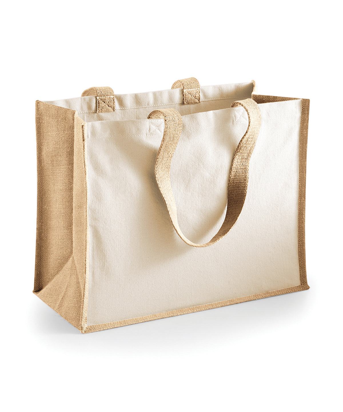 Tryck din logga på Väskor från Westford Mill - Anpassa (WM422) Klassisk shopper i jute för tryckerier i färgen Naturligt One Size för företag, föreningar och privatpersoner