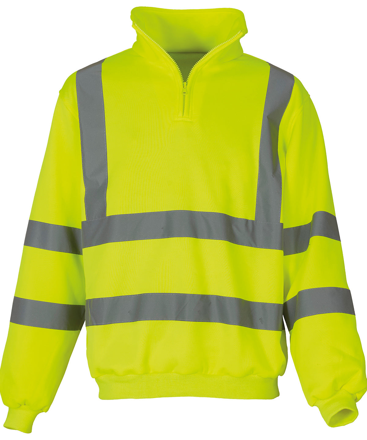 Tryck din logga på Sweatshirts från Yoko - Anpassa (YK031) Hi-vis sweatshirt med dragkedja i färgen Ljusgul för företag, föreningar och privatpersoner