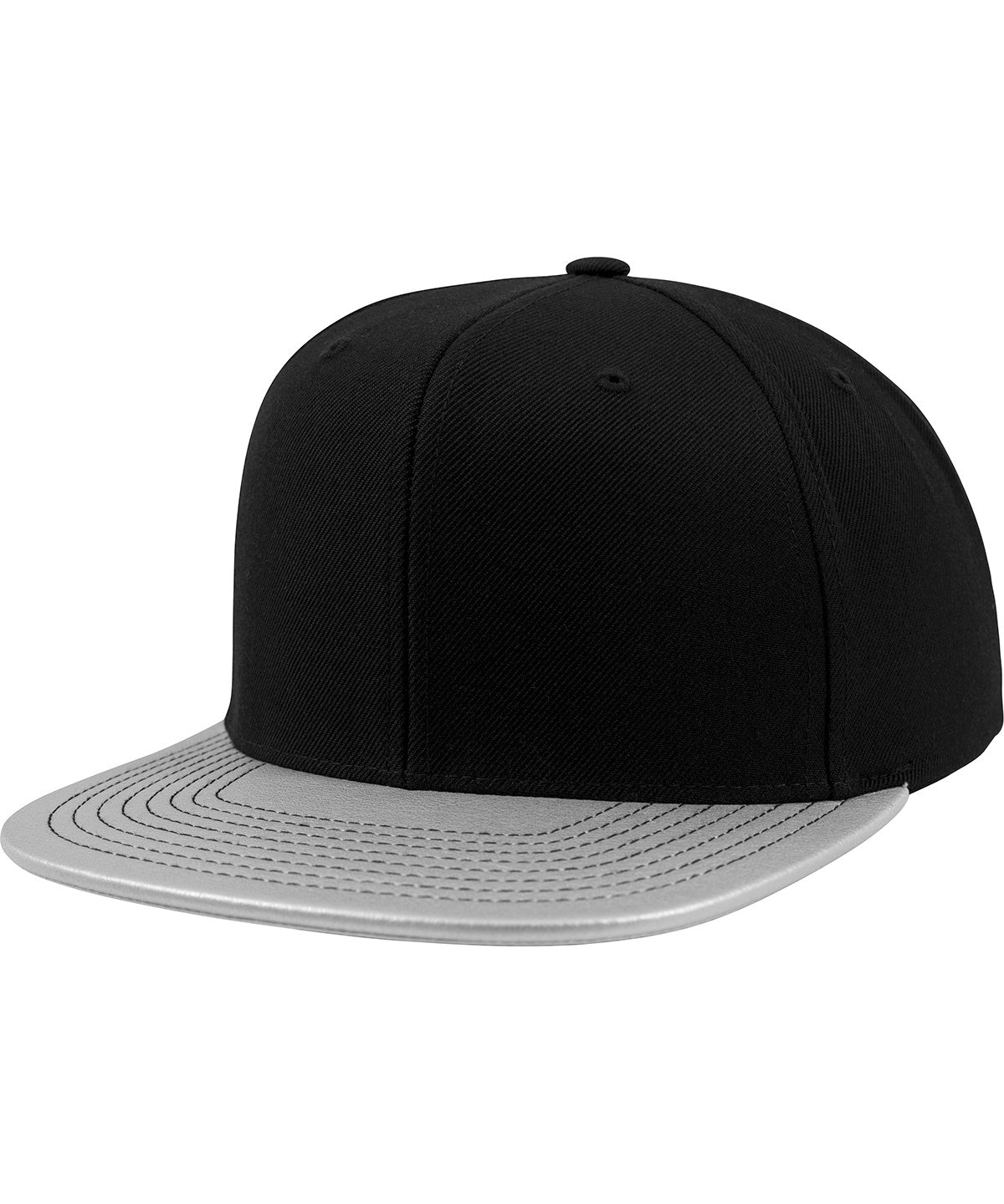 Tryck din logga på Kepsar från Flexfit by Yupoong - Anpassa (YP024) Snapback med metalliskt visir i färgen Silver One Size för företag, föreningar och privatpersoner