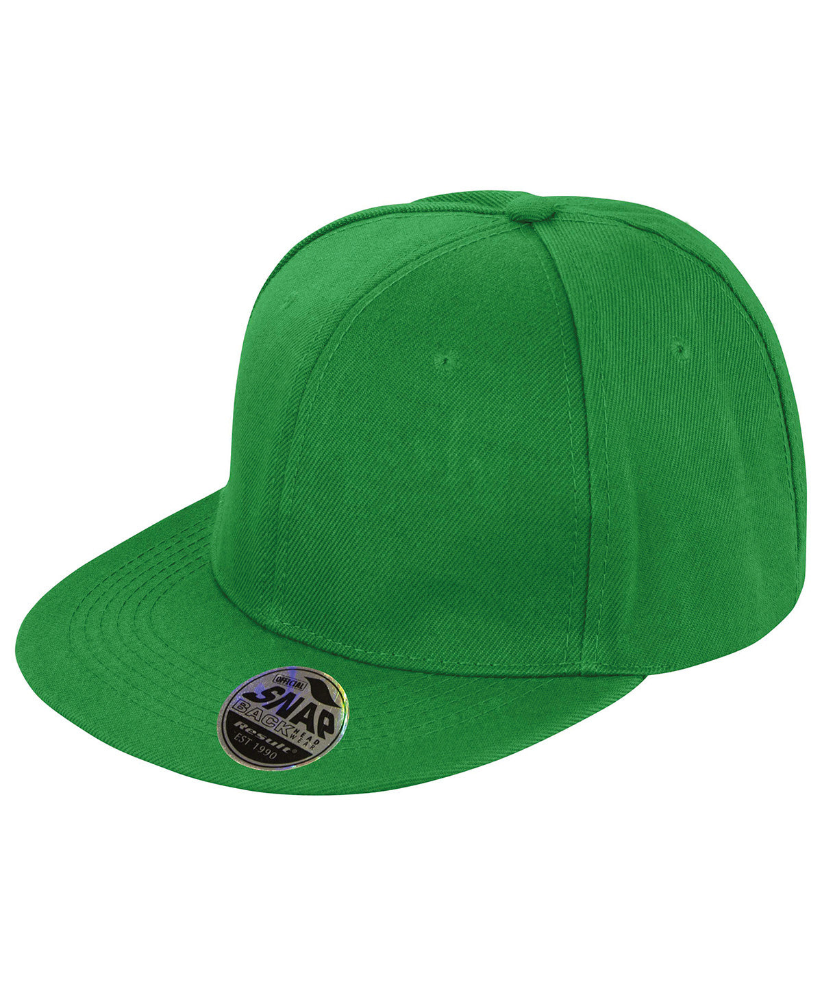 Tryck din logga på Kepsar från Result Headwear - Anpassa (RC83X) Bronx original snapback keps med platt skärm i färgen Mellan grön One Size för företag, föreningar och privatpersoner