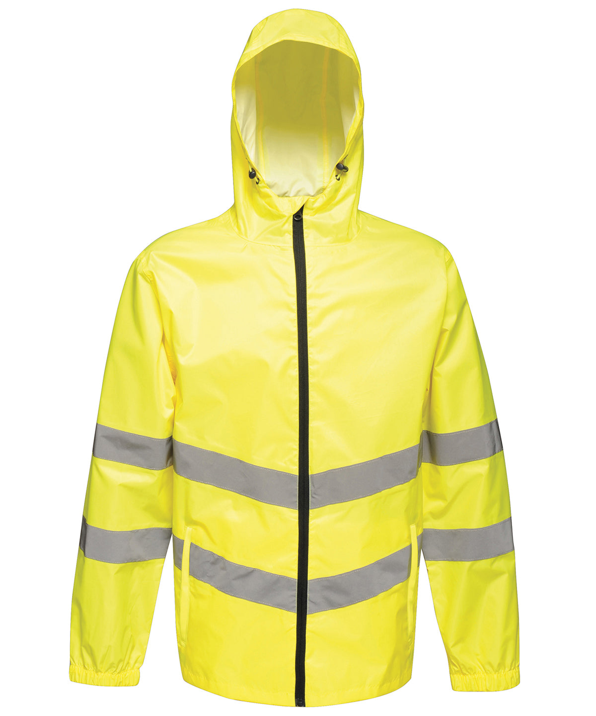 Tryck din logga på Jackor från Regatta High Visibility - Anpassa (RG385) High-vis pro pack-away jacka i färgen Ljusgul för företag, föreningar och privatpersoner