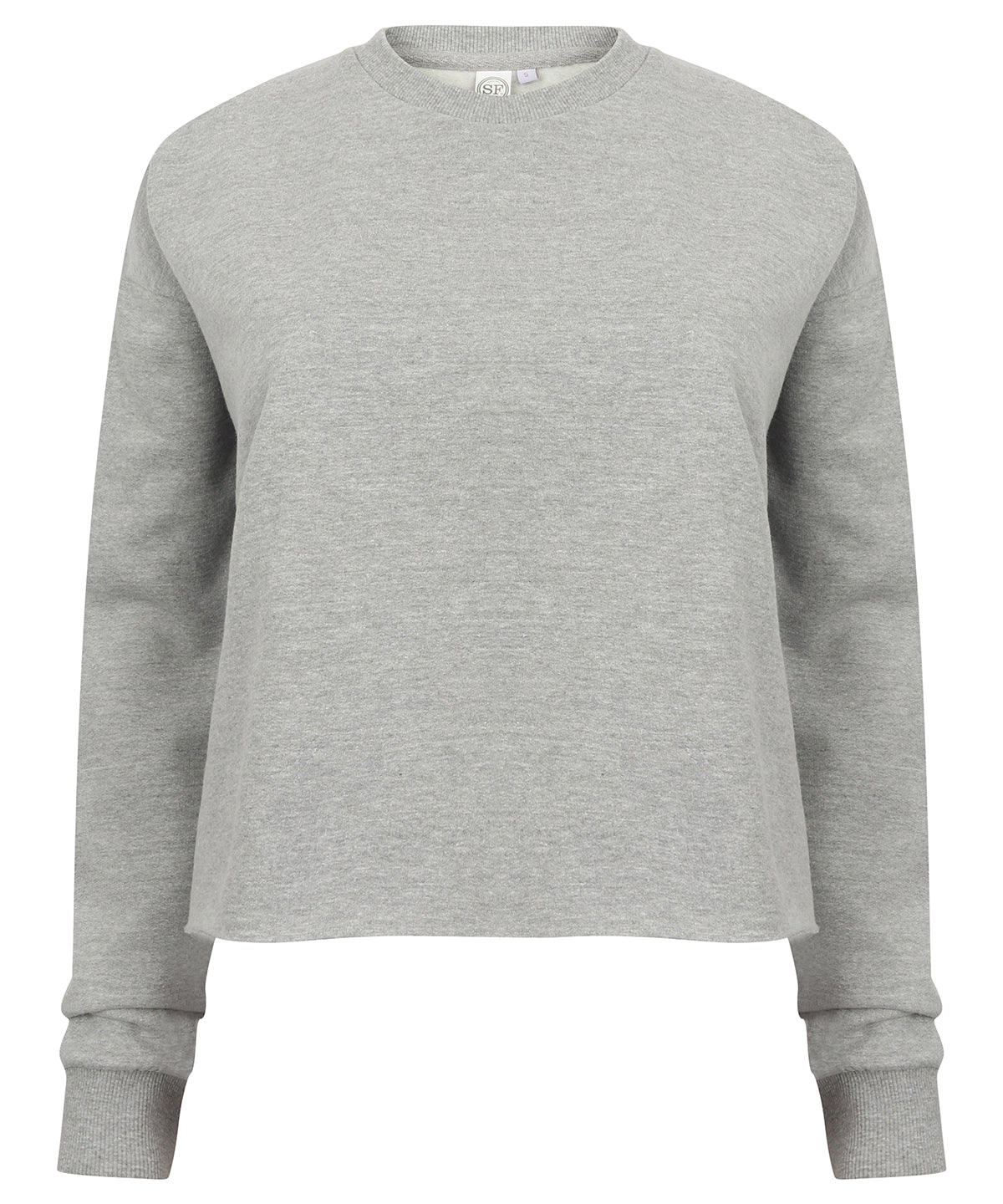 Tryck din logga på Sweatshirts från SF - Anpassa (SK515) Cropped slounge sweat för damer i färgen Ljunggrå för företag, föreningar och privatpersoner