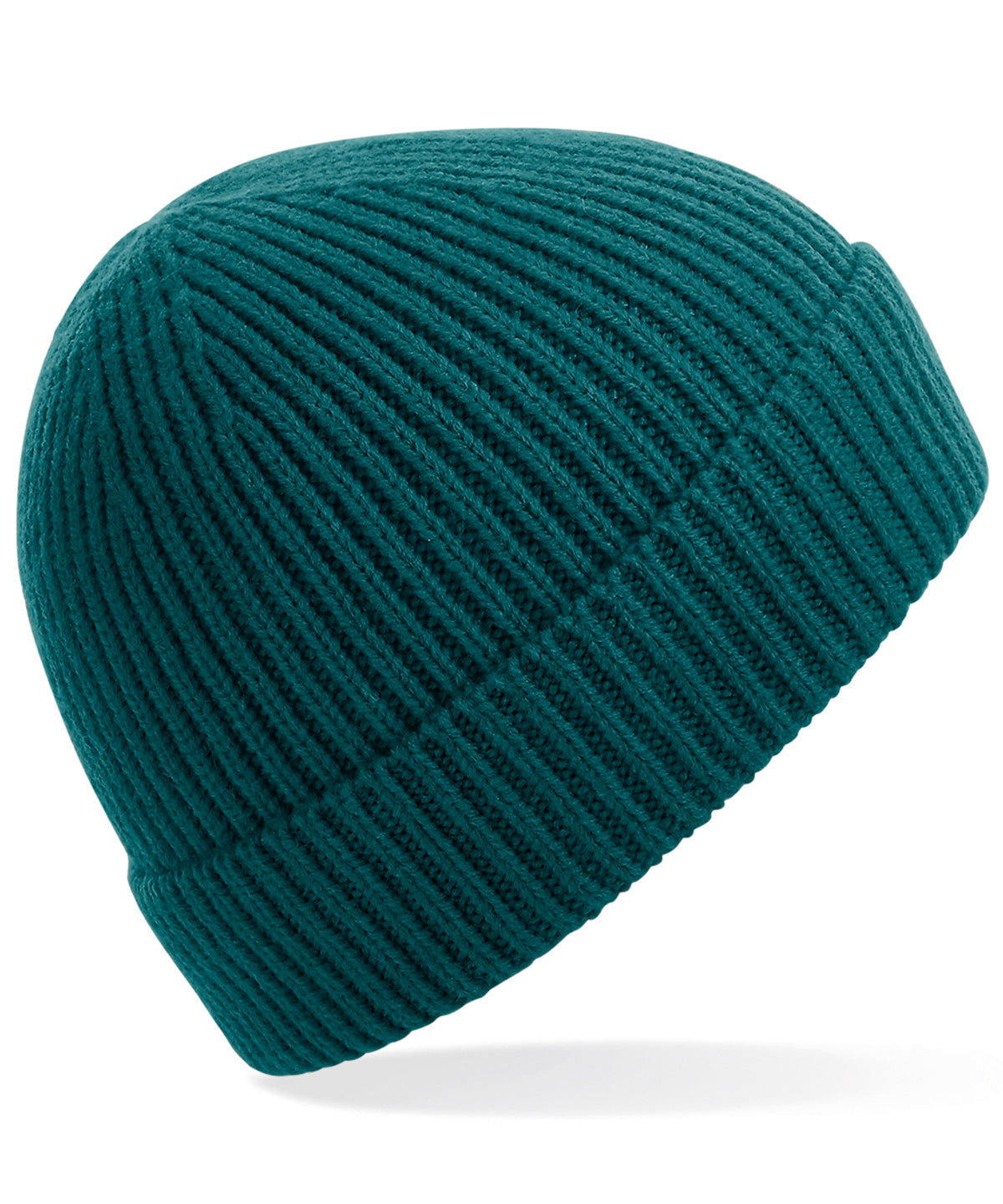 Tryck din logga på Mössor från Beechfield - Anpassa (BC380) Mössa i ribbstickad Engineered knit i färgen Teal One Size för företag, föreningar och privatpersoner