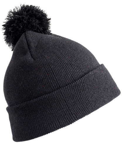 Tryck din logga på Mössor från Result Winter Essentials - Anpassa Pom pom-mössa i färgen Svart One Size för företag, föreningar och privatpersoner