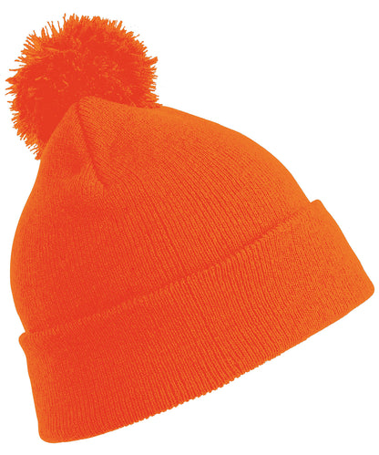Tryck din logga på Mössor från Result Winter Essentials - Anpassa Pom pom-mössa i färgen Neon orange One Size för företag, föreningar och privatpersoner