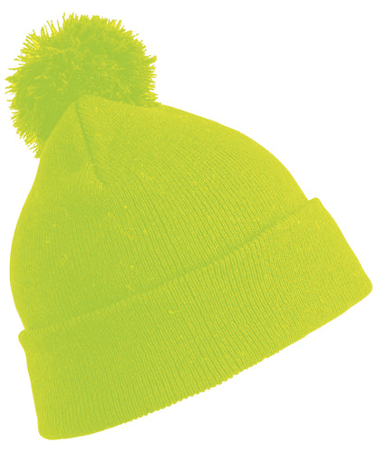 Tryck din logga på Mössor från Result Winter Essentials - Anpassa Pom pom-mössa i färgen Neon gul One Size för företag, föreningar och privatpersoner