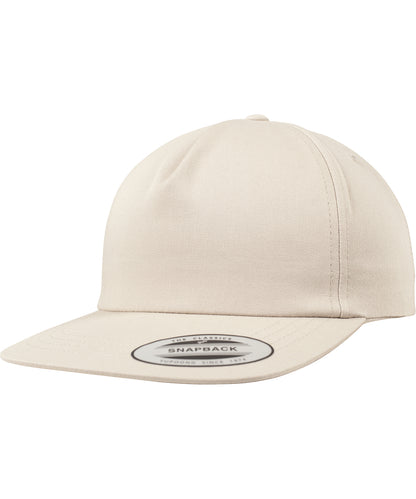 Tryck din logga på Kepsar från Flexfit by Yupoong - Anpassa Ostrukturerad snapback med 5 paneler i färgen Khaki One Size för företag, föreningar och privatpersoner