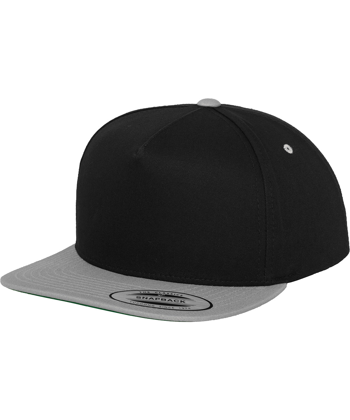 Tryck din logga på Kepsar från Flexfit by Yupoong - Anpassa (YP078) Klassisk snapback med 5 paneler i färgen Svart One Size för företag, föreningar och privatpersoner