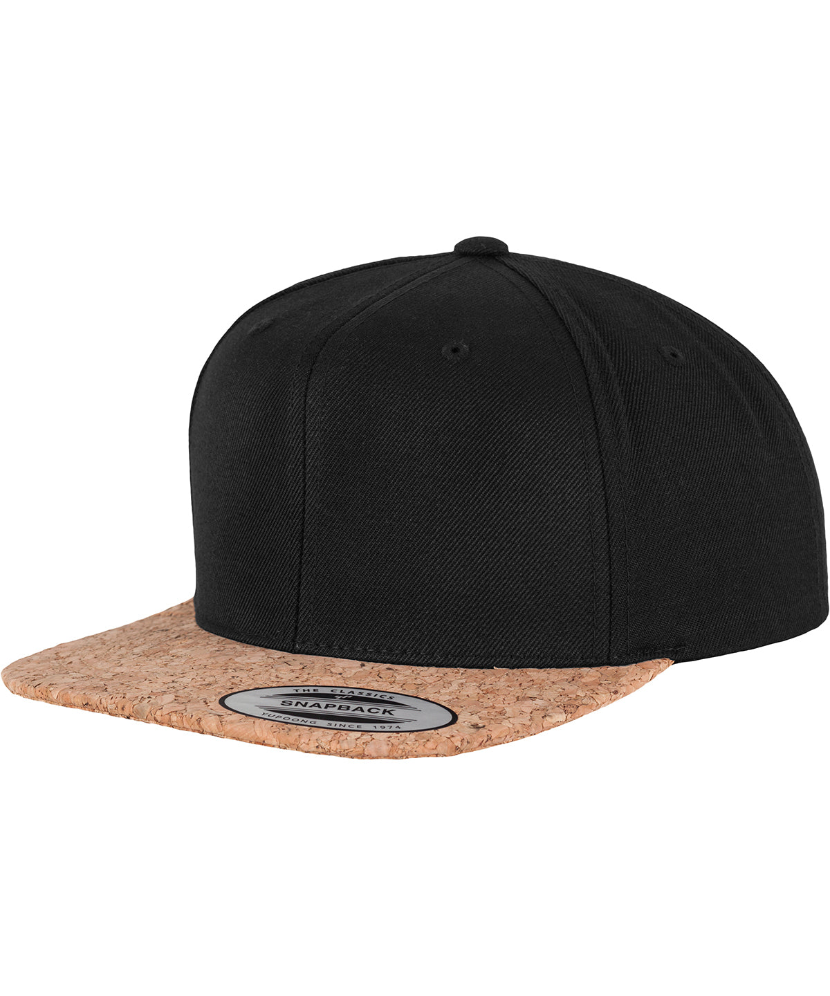 Tryck din logga på Kepsar från Flexfit by Yupoong - Anpassa (YP082) Snapback i kork i färgen Svart One Size för företag, föreningar och privatpersoner