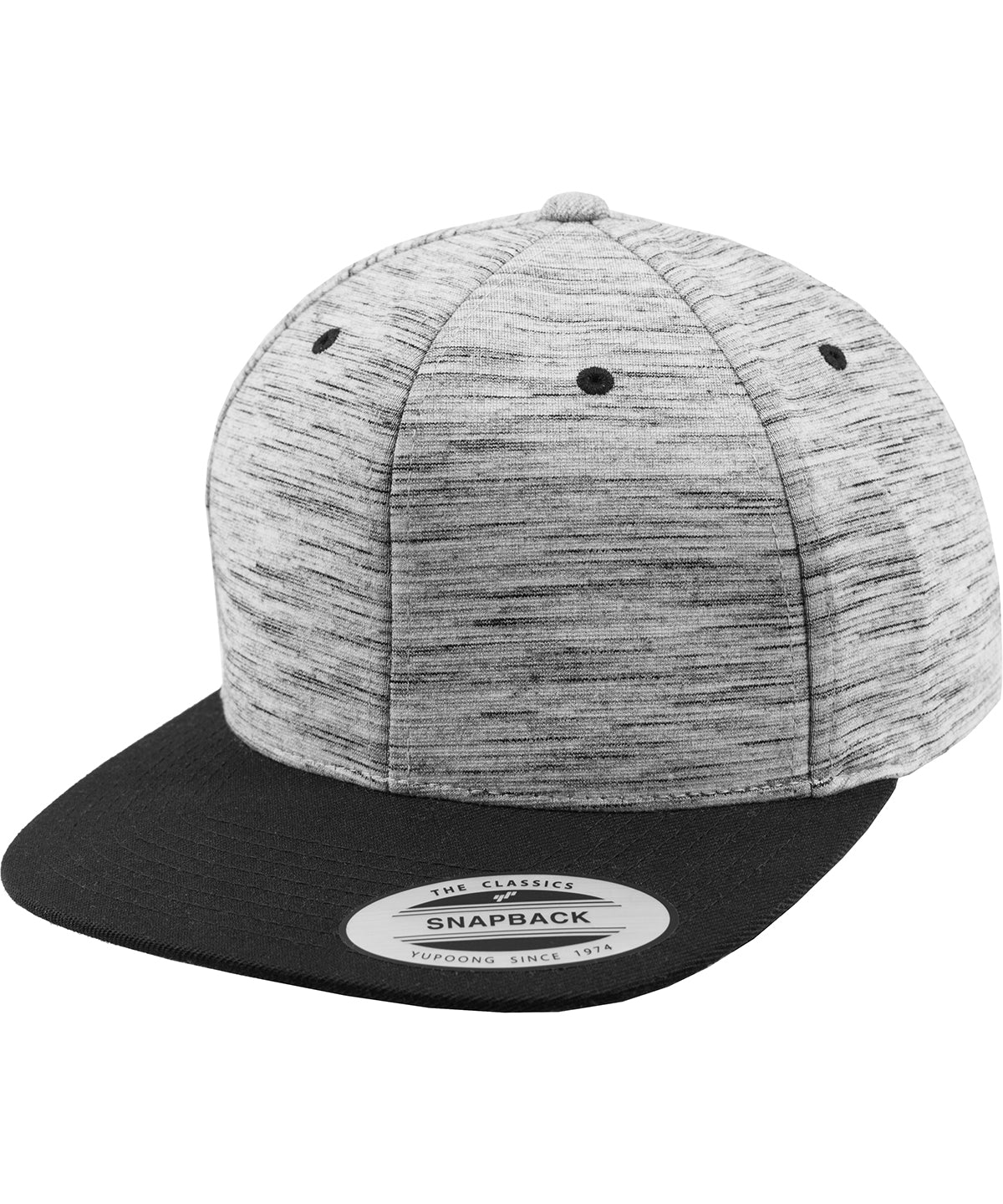 Tryck din logga på Kepsar från Flexfit by Yupoong - Anpassa (YP088) Stripes melange crown snapback i färgen Mellangrå One Size för företag, föreningar och privatpersoner