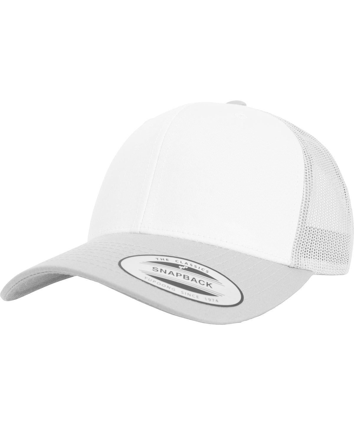 Tryck din logga på Kepsar från Flexfit by Yupoong - Anpassa (YP129) Retro trucker med färgad framsida i färgen Silver One Size för företag, föreningar och privatpersoner