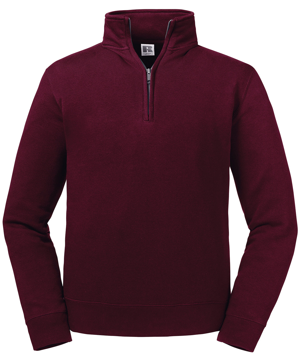 Tryck din logga på Sweatshirts från Russell Europe - Anpassa (J270M) Sweatshirt med autentisk dragkedja i färgen Burgundy för företag, föreningar och privatpersoner