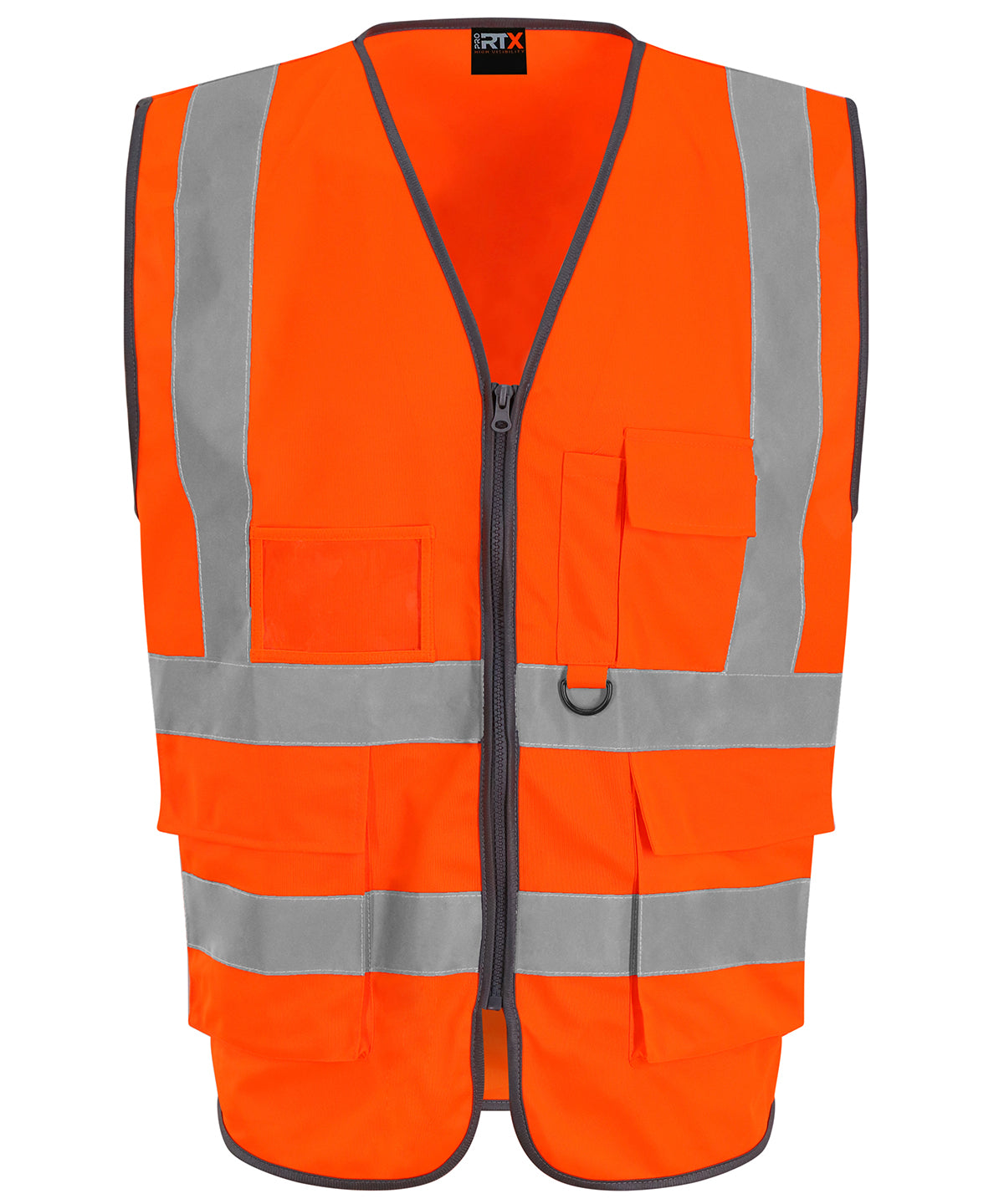 Tryck din logga på Skyddsvästar från ProRTX High Visibility - Anpassa (RX705) Executive väst i färgen Neon orange för företag, föreningar och privatpersoner