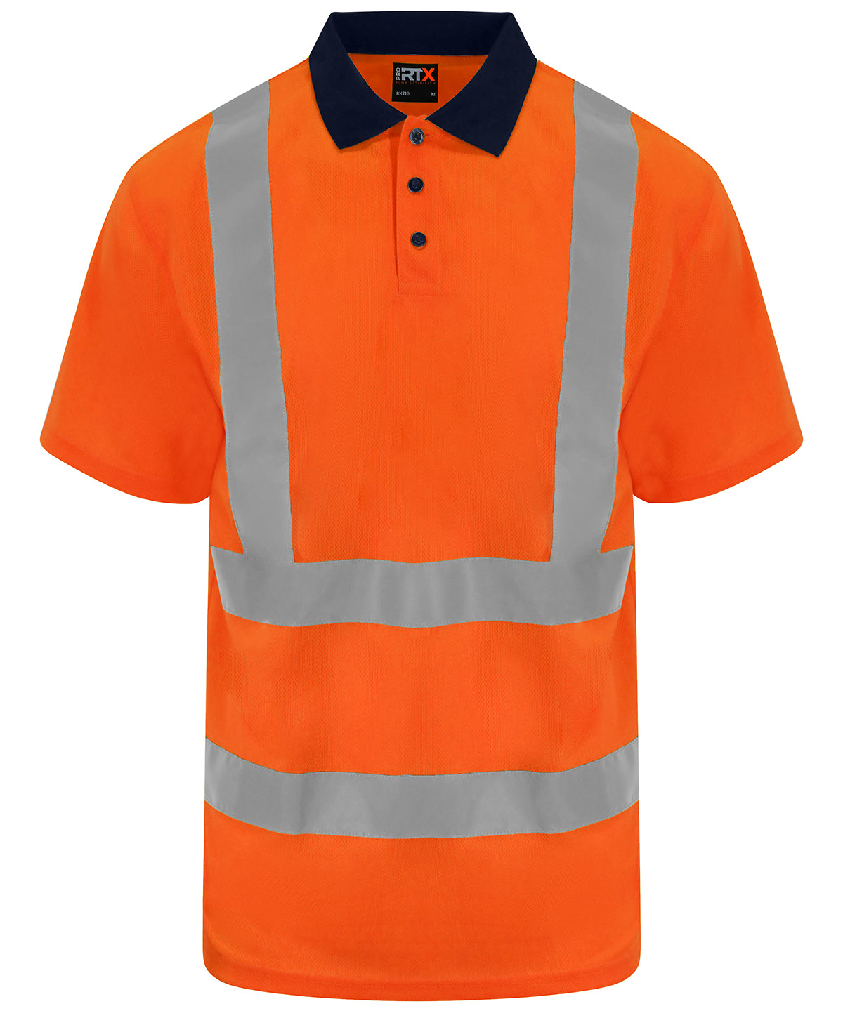 Tryck din logga på Piké från ProRTX High Visibility - Anpassa (RX710) Piké med hög synlighet i färgen Neon orange för företag, föreningar och privatpersoner