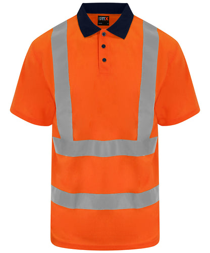 Tryck din logga på Piké från ProRTX High Visibility - Anpassa Piké med hög synlighet i färgen Neon orange för företag, föreningar och privatpersoner